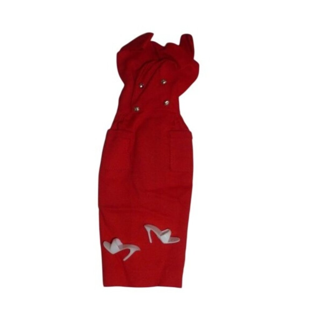 Barbie RED SHEATH SENSATION Dress and White Shoes Heels #986